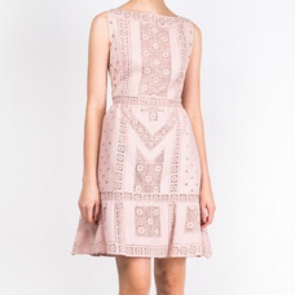 open lace back dress Red Valentino Black Pink & White Silk Dress w/ Lace Trim Sz 2 main image 1